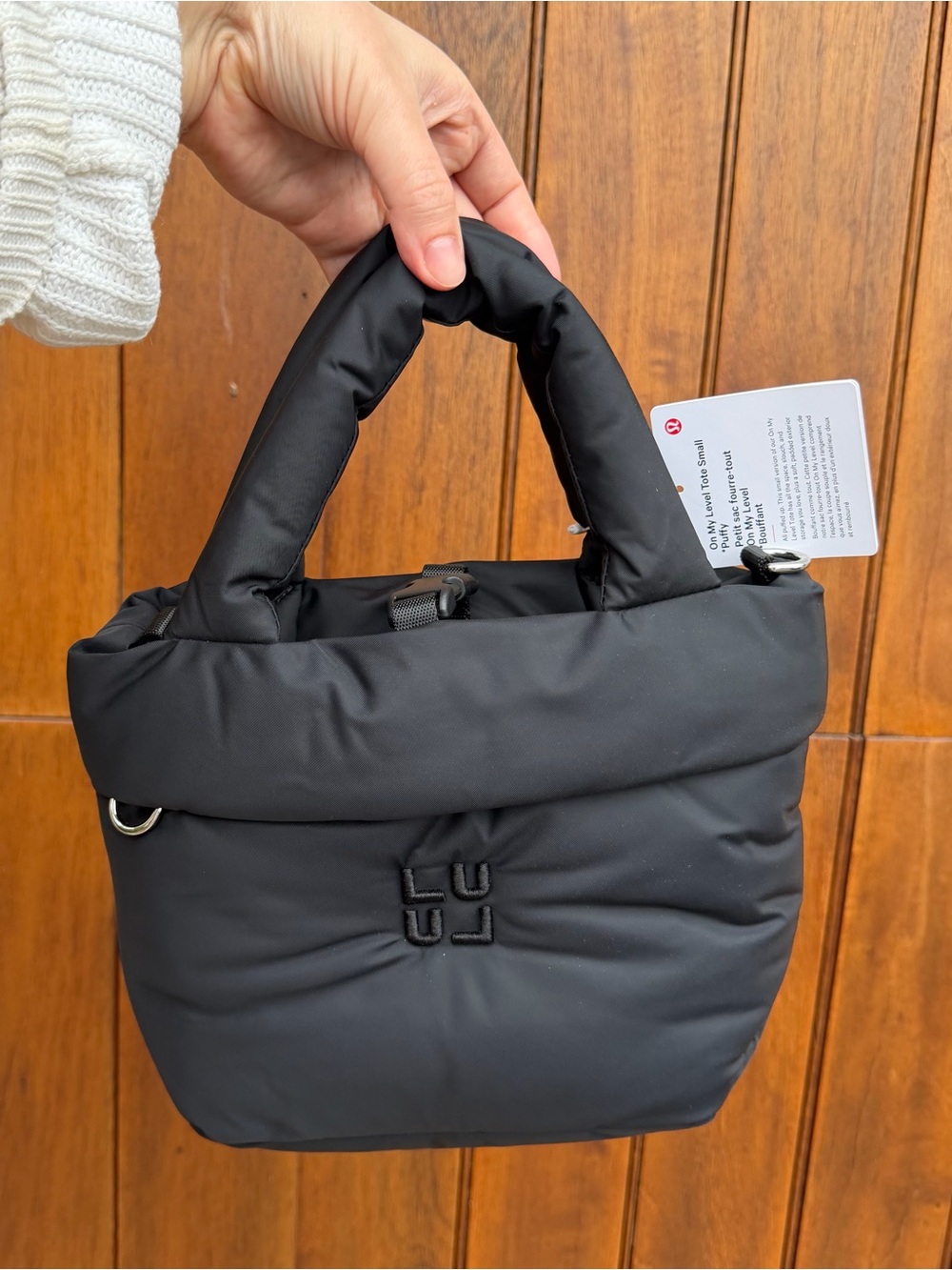 Lululemon On My Level Tote Small Puffy Black/ Silver Bag - Crossbody - NWT